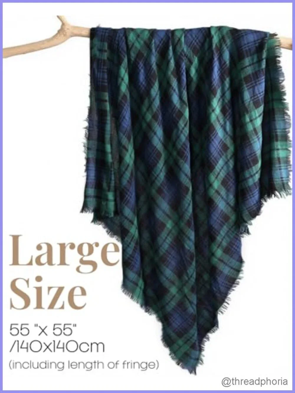 Plaid Soft Shawl Wrap Scarf Women Winter Lightweight Oversized 55x55